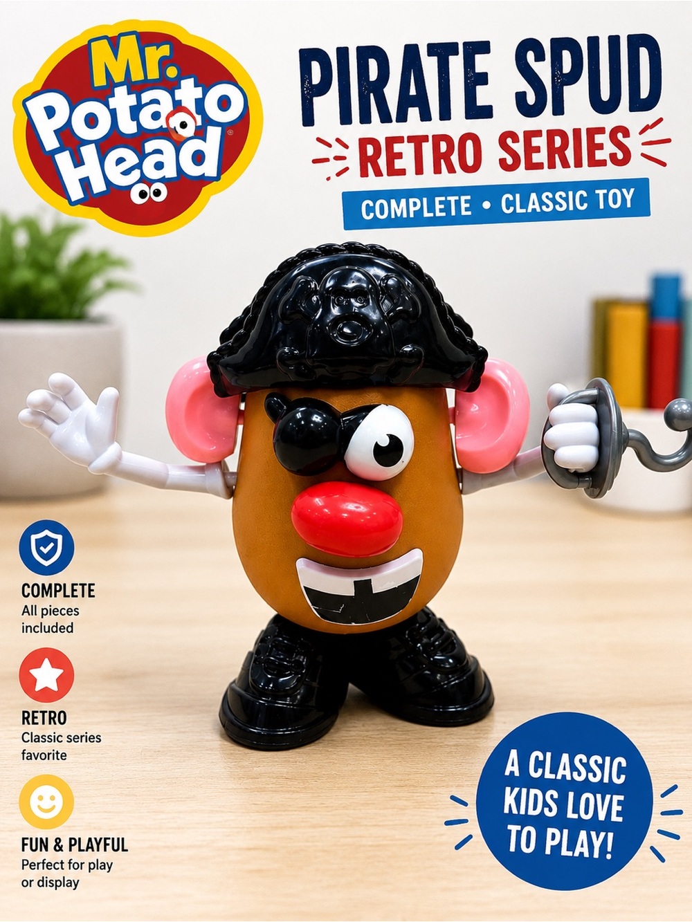 Mr Potato Head Pirate Spud Retro Figure Complete Classic Toy Hasbro Kids